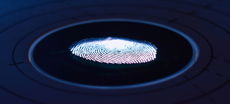 a digital impression of a fingerprint on a biometric device