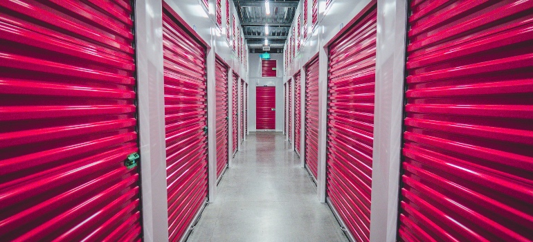 A storage facility corridor