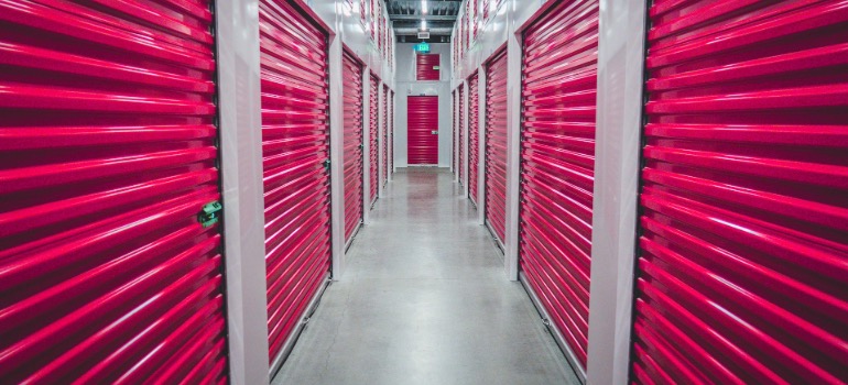 A storage facility hallway