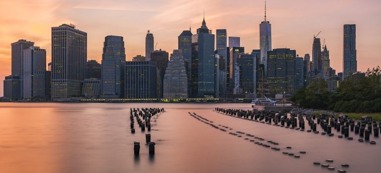 Manhattan panorama at sunset