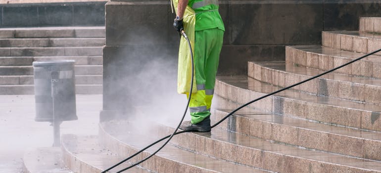 A street cleaner at work