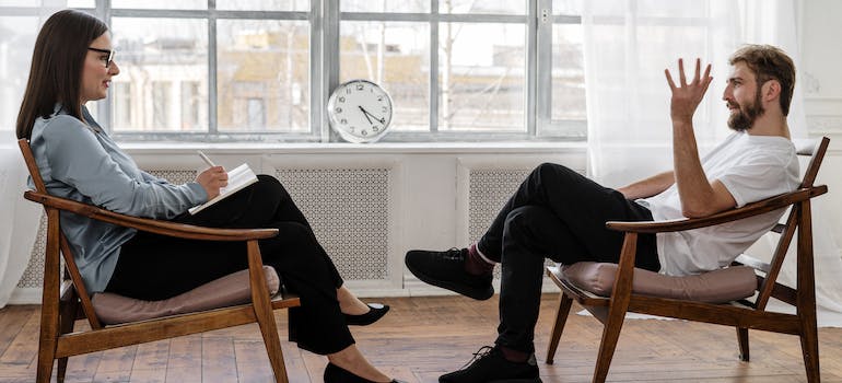 A man talking to a psychotherapist