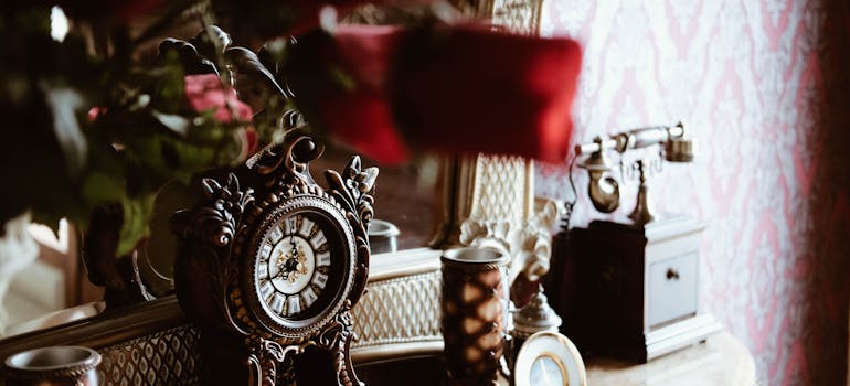 Antique clock on a table