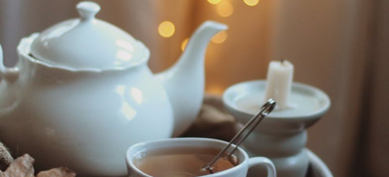 A porcelain teapot on a table