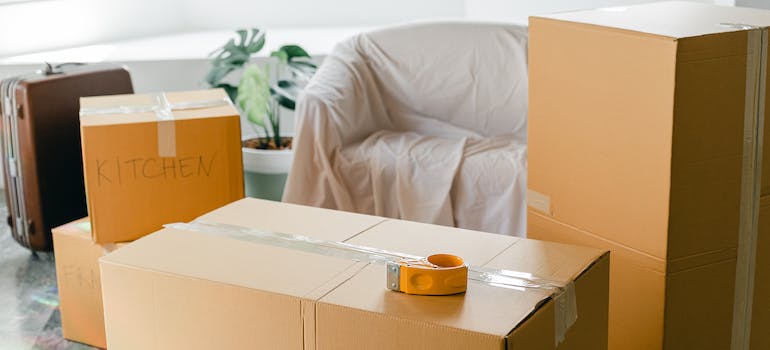 Packed cardboard boxes for climate-controlled storage units in Manhattan