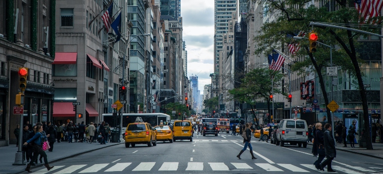 A busy street in Manhattan