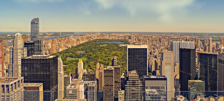 An areal view of NYC and Central Park