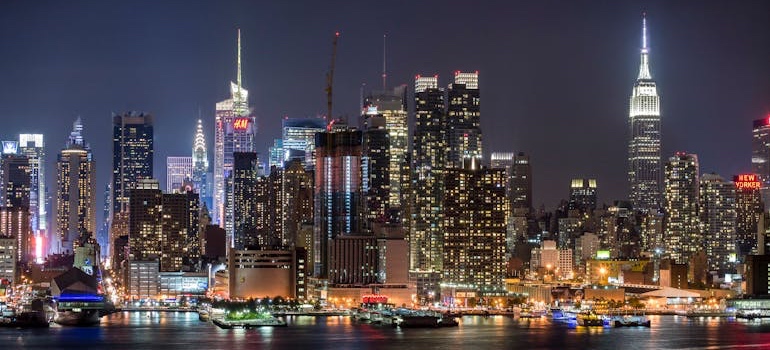 The Manhattan skyline at night